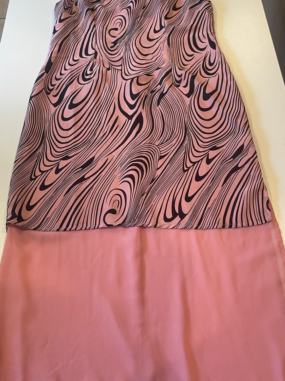 Ashro Pink Swirl Print Two-Layer Maxi Skirt